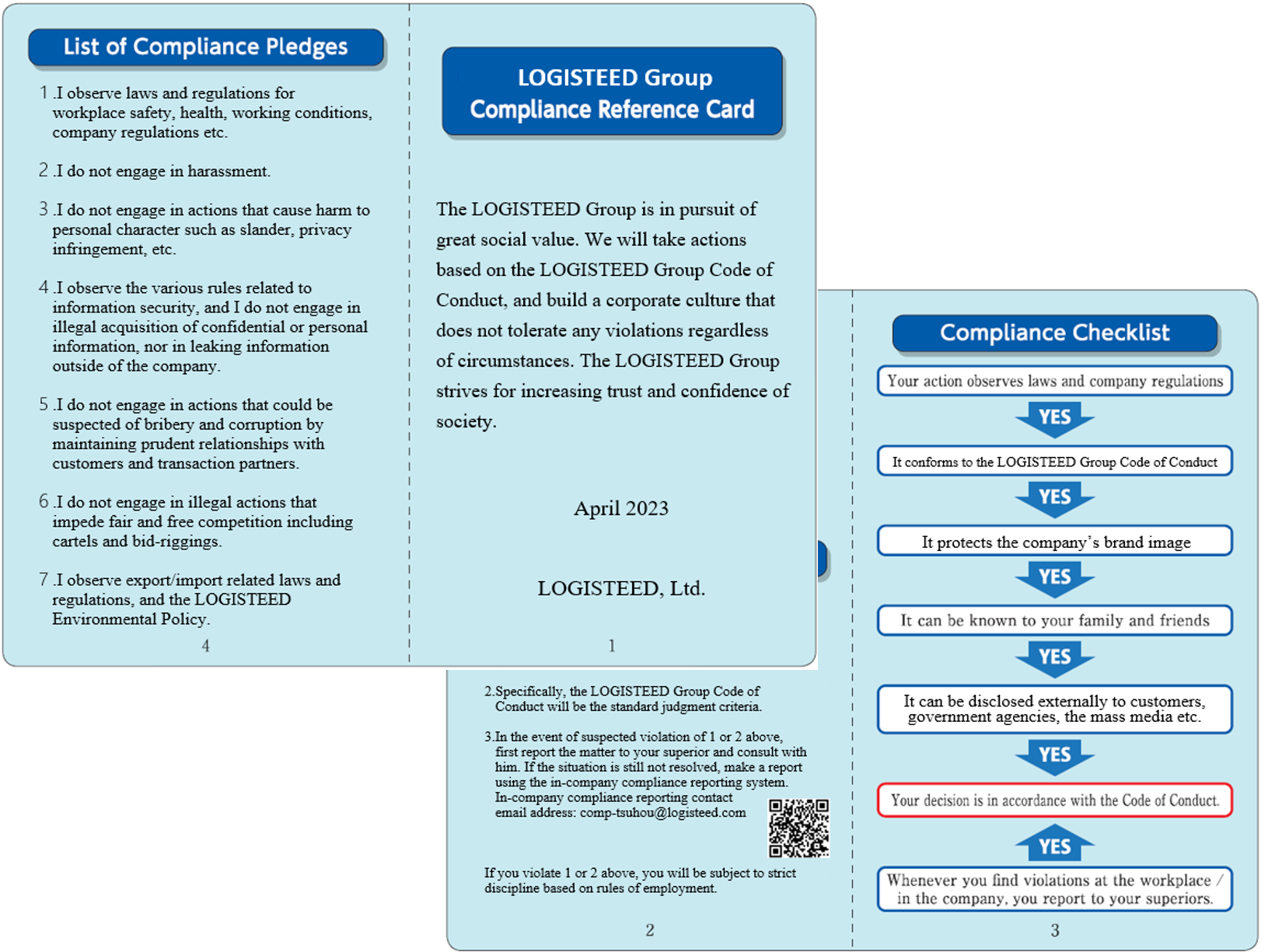 Group compliance reference card